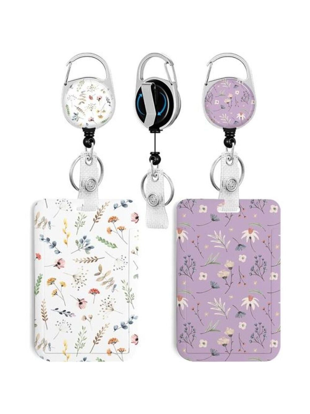 2 Pack ID Badge Holder Retractable Badge Reel Clip Keychain Heavy Duty School Of